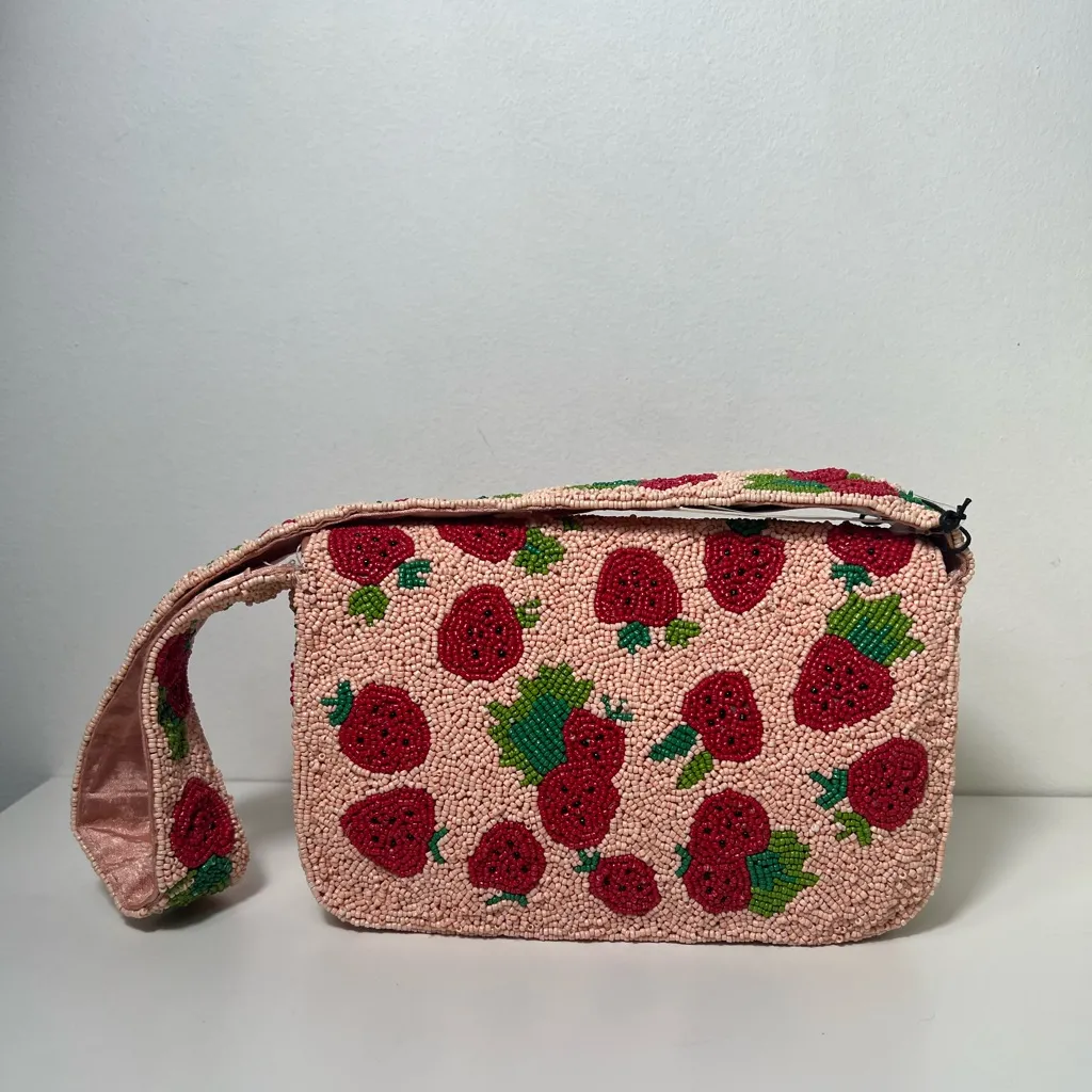 Sincerely Jules Viral Strawberry Tomato Beaded Shoulder Bag Purse Handbag - Image 4