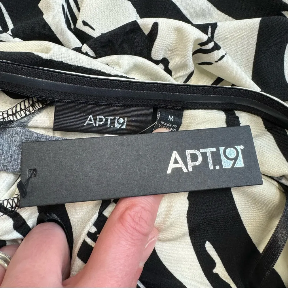 Apt 9 Women's Tropical Palm Fran Tie Halter Mini Dress M Med Medium Black Ivory - Image 7