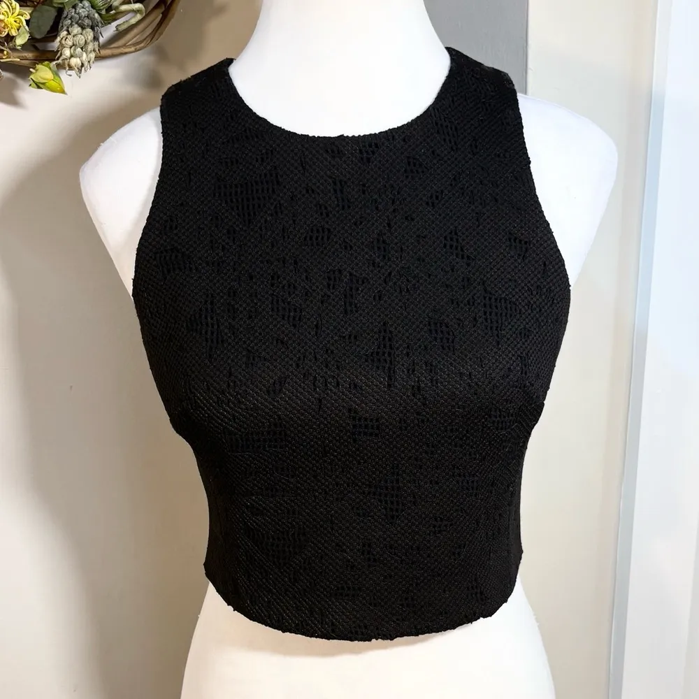 REBECCA TAYLOR  Black Eyelet Lace Sleeveless  Crop Top Womens Sz 2🧡 - Image 2