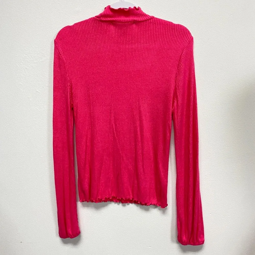 American Rag Cie women's Large long sleeve mock neck Raspberry Sorbet Ribbed Top - Image 7