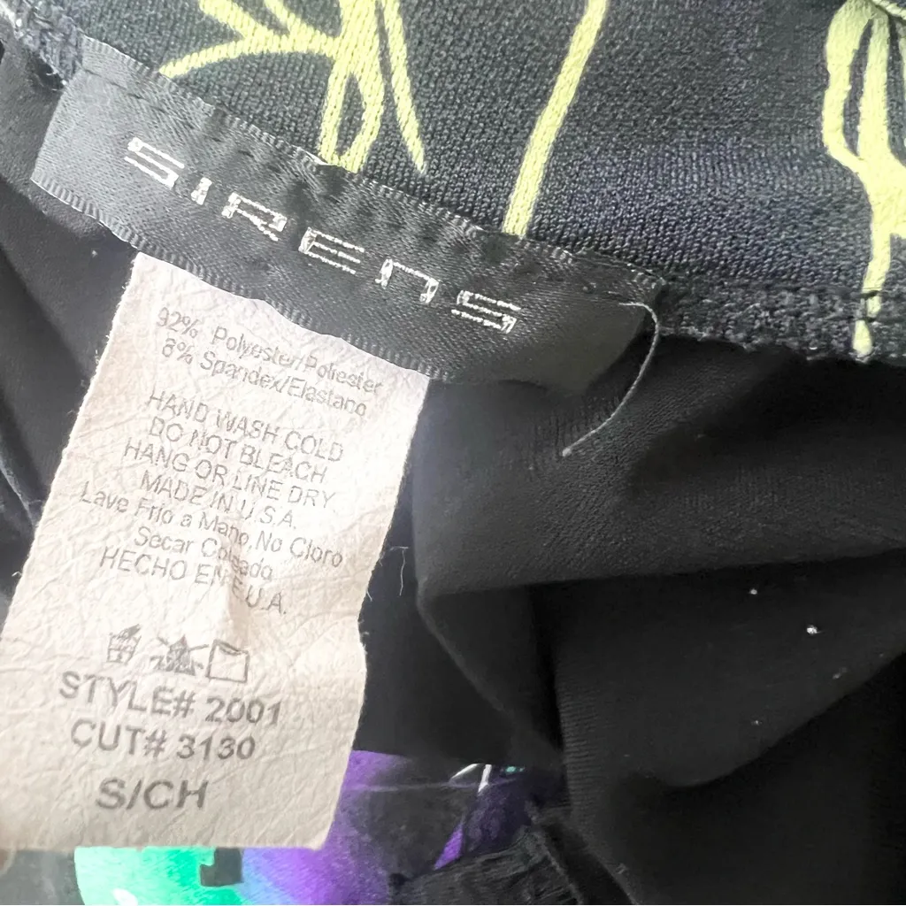 Vintage Y2K Black & Yellow Floral Layered Mini Skirt with Waist Tie Size Small - Image 7