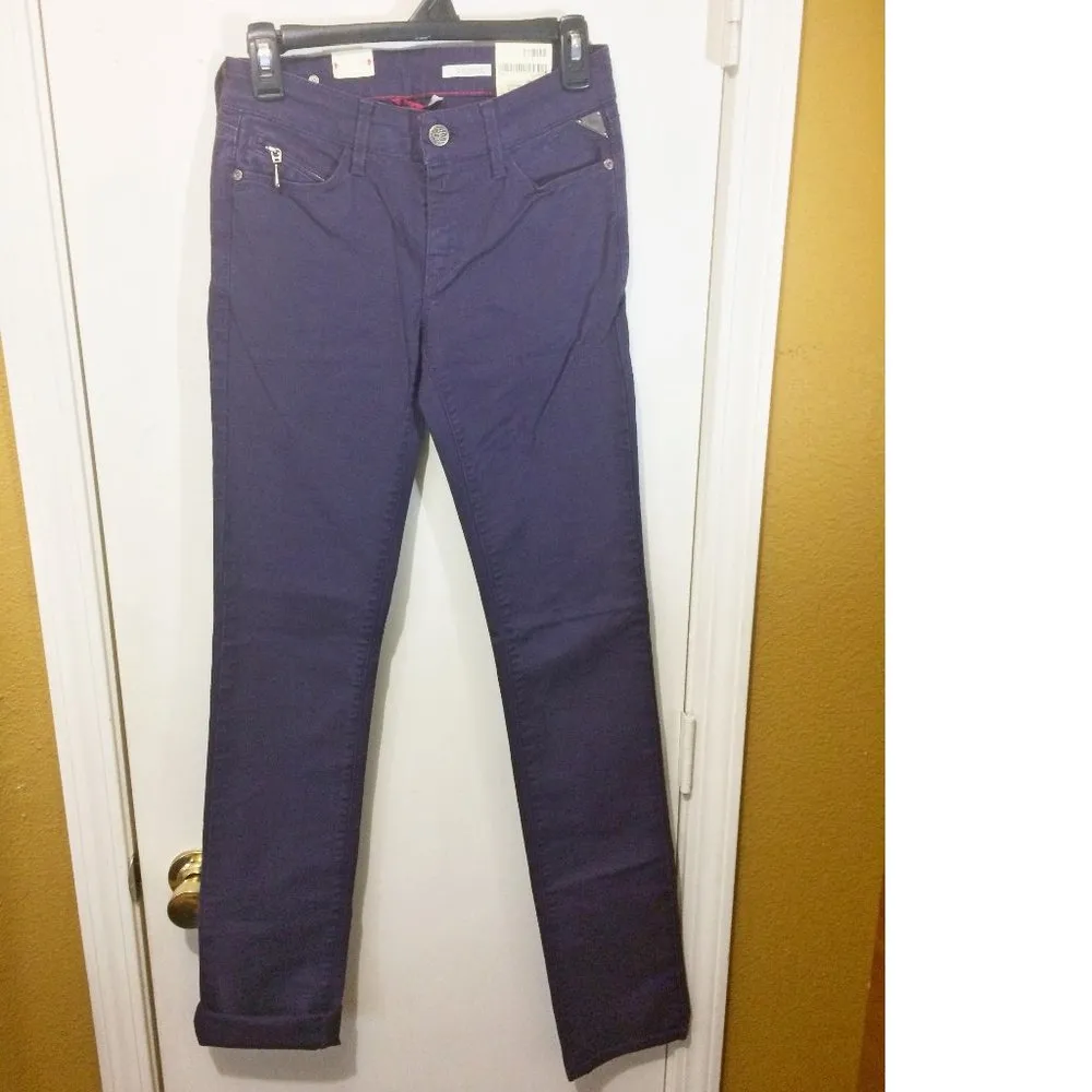 Replay women's 28 straight stretch "PAUBDUL" Paula Abdul zip chain skinny jeans Purple - Image 3