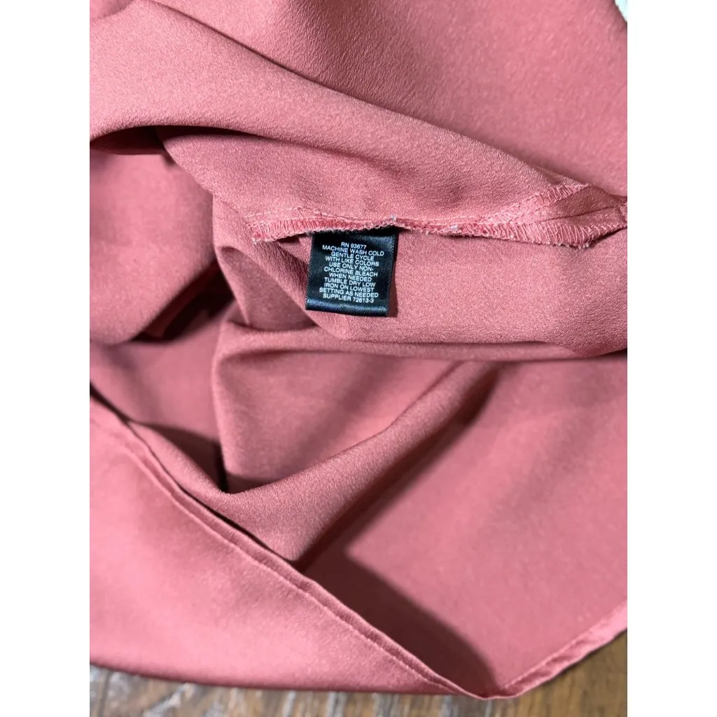 Liz Claiborne CAREER Womens Cap Sleeve Pleated Blouse Silky Shine Pink S Preppy - Image 10