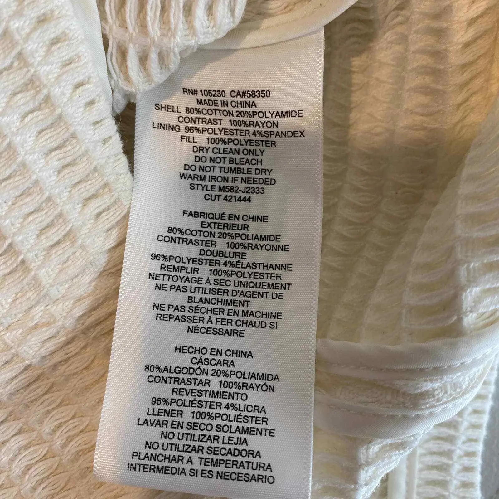 Joie Zip Front Jacket Medium White Waffle Knit Pockets Cotton Blend Zip Cuffs - Image 9