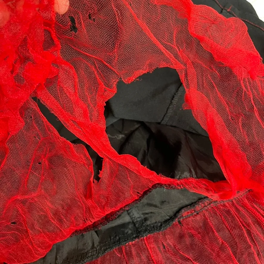 LIP SERVICE Black Red Lace Up Black Maxi Dress Plaid Punk Alt‎ Goth 12 - Image 4