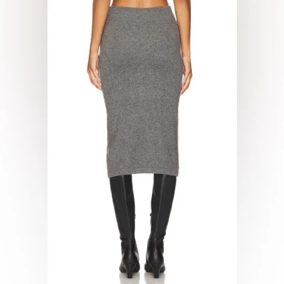 Enza Costa Chic Classic Cashmere Midi Pencil Skirt in Thunder Grey Size XS Gray - Image 3