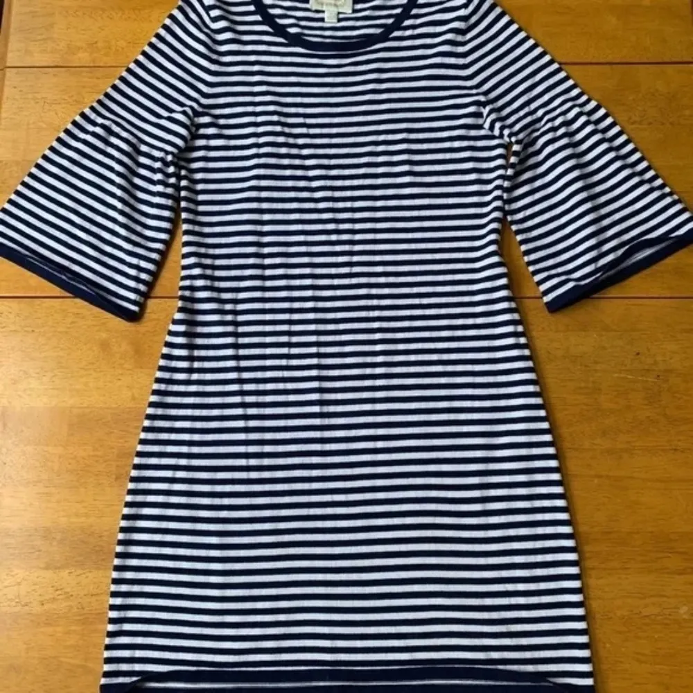 Sail To Sable Bell Sleeve Sailor Midi Dress Knit Pullover Boho Chic Navy, Size S - Image 6