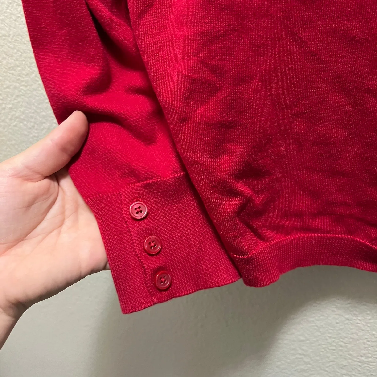 Talbots Sweater Red Knit Cotton Stretch Turtle Neck Long Sleeve Pullover Sz XL - Image 4