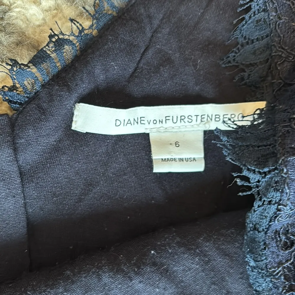 Diane Von Furstenberg "Zarita" Navy Lace Zip Dress - Image 2