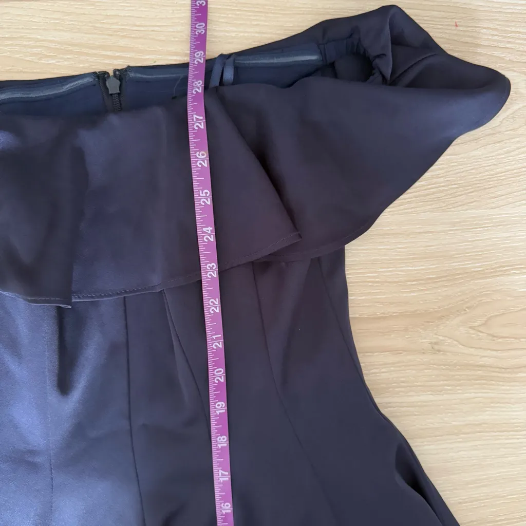 La Femme 4 Ruffled Off-Shoulder Modest Prom A-line Mini Dress Navy - Image 10