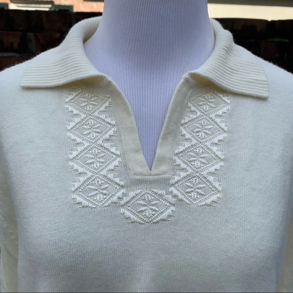 Vintage Cream PARISIAN Works Acrylic Embroidered Sweater Y2K 90s - Image 2