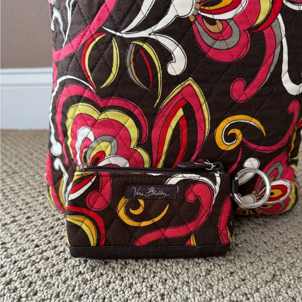 Vera Bradley Retired Puccini Red and Yellow Floral Shoulder Bag and Wallet - Image 7