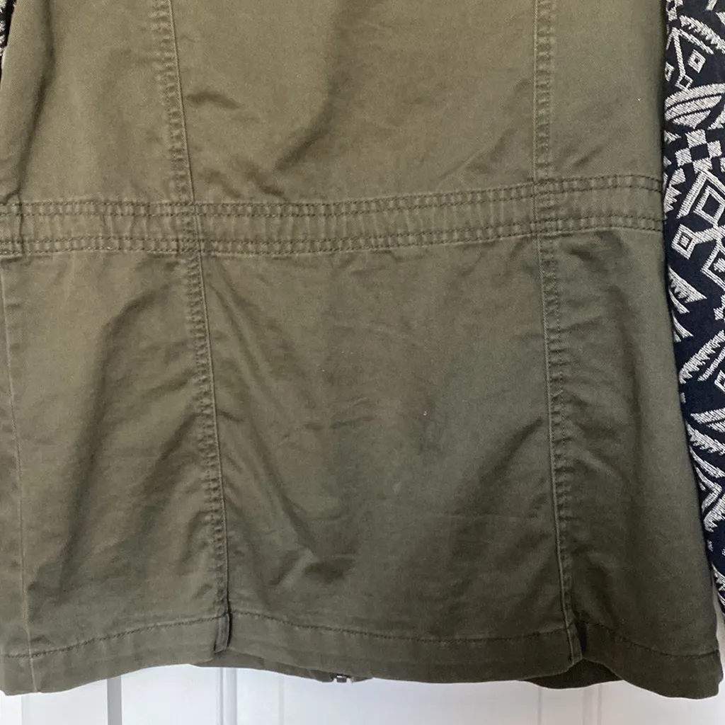 Army green mixed material zipper and snap jacket - Image 5