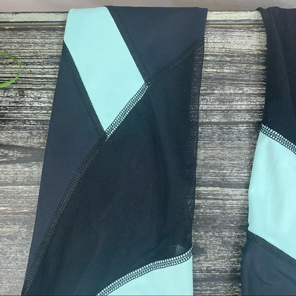 Alala Black & Blue Color Block Full Length Athletic Sport Tights Pants XS - Image 3