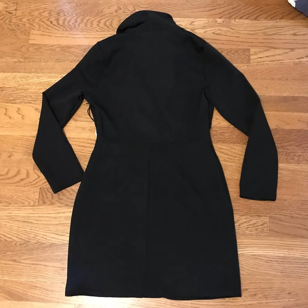 Tuxedo Lapel Faux Wrap Dress in black size M Size M - Image 7