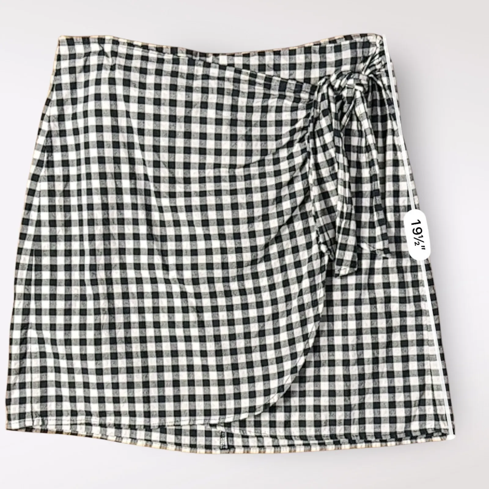 Loft Navy Blue Gingham Cotton Faux Wrap‎ Preppy Casual Summer Mini Skirt Size 8 - Image 5