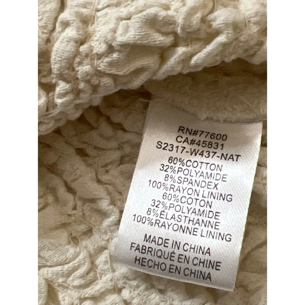 Saltwater Luxe LeeLee Natural Ecru Smocked Puff Sleeves Top Sz S Women - Image 10