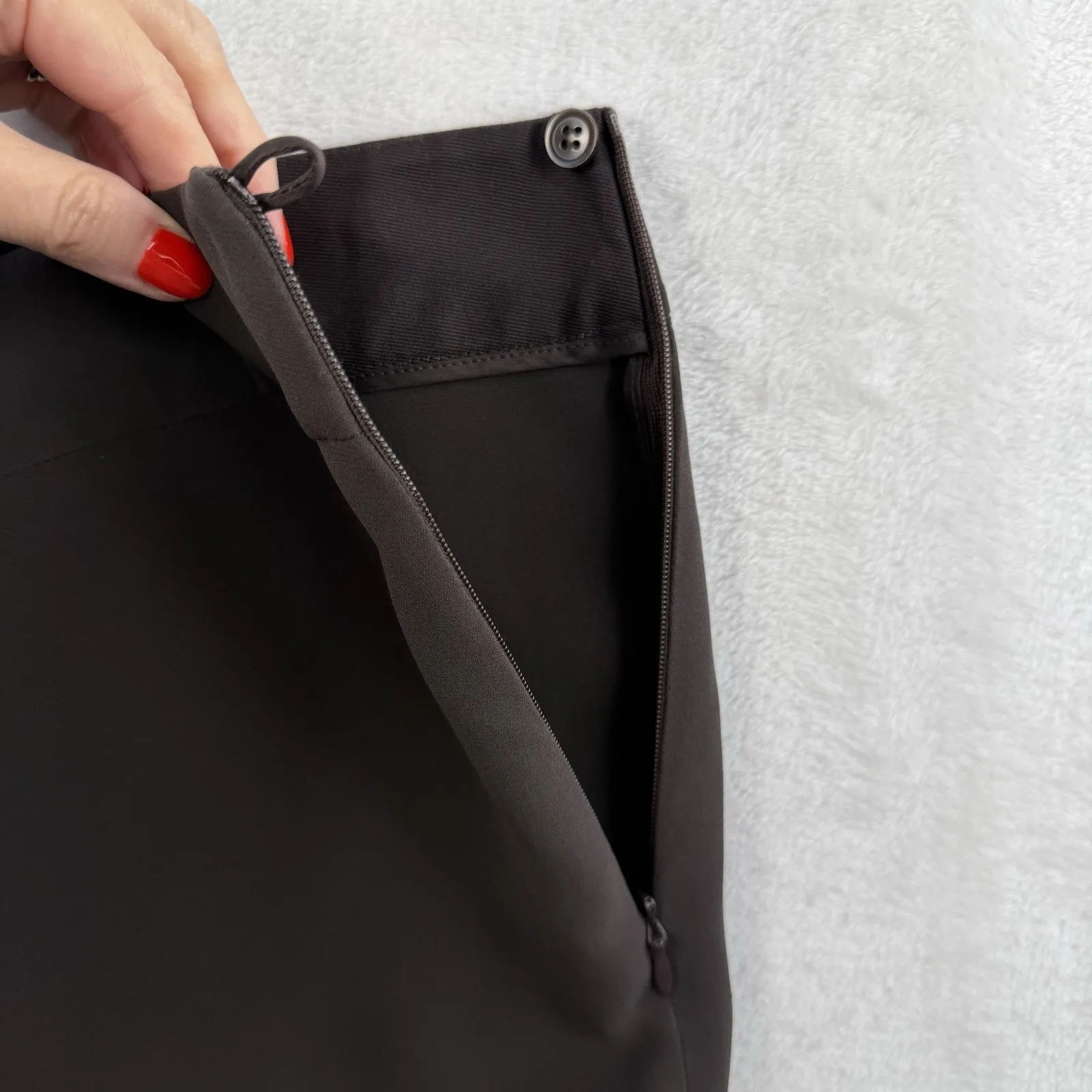 Giorgio Armani Sz 10 Silk Wide Leg Pants Brown Italian Satin Side Zip Designer - Image 5