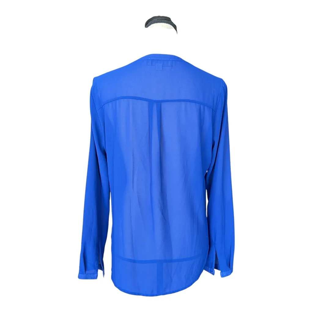 Olive & Oak Vibrant Blue Pleated Front Buttoned Blouse Size S - Image 2