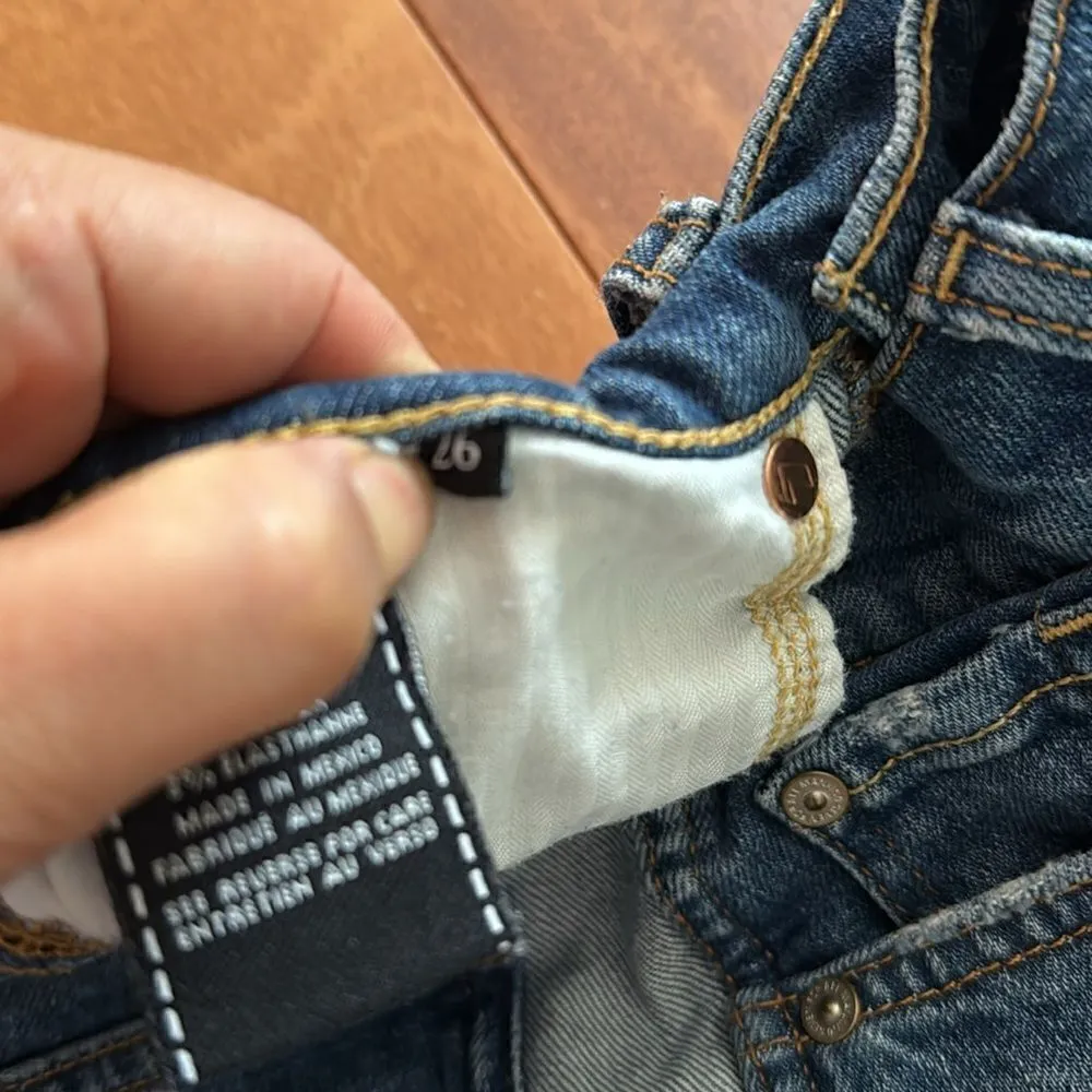 7 For All Mankind two tone tuxedo raw hem jeans size 26 - Image 8