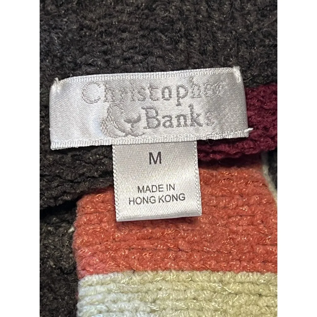 Christopher Banks Crochet Tight Knit Sweater Big Button Cardigan Size Medium - Image 6