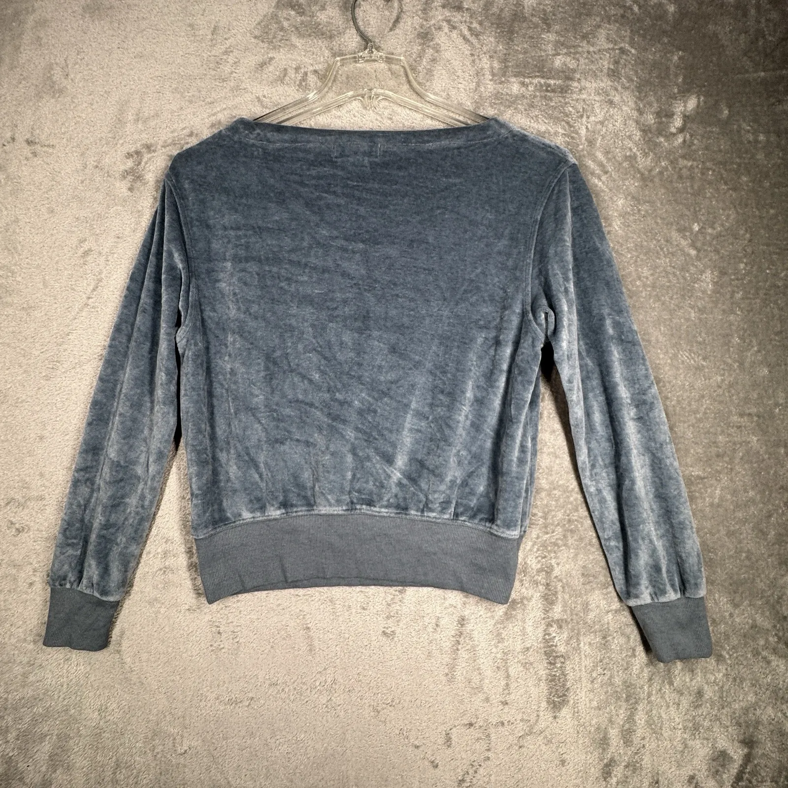 Michael Stars‎ Shirt Womens Small Blue Velour Sweatshirt Crop Casual Streetwear - Image 3