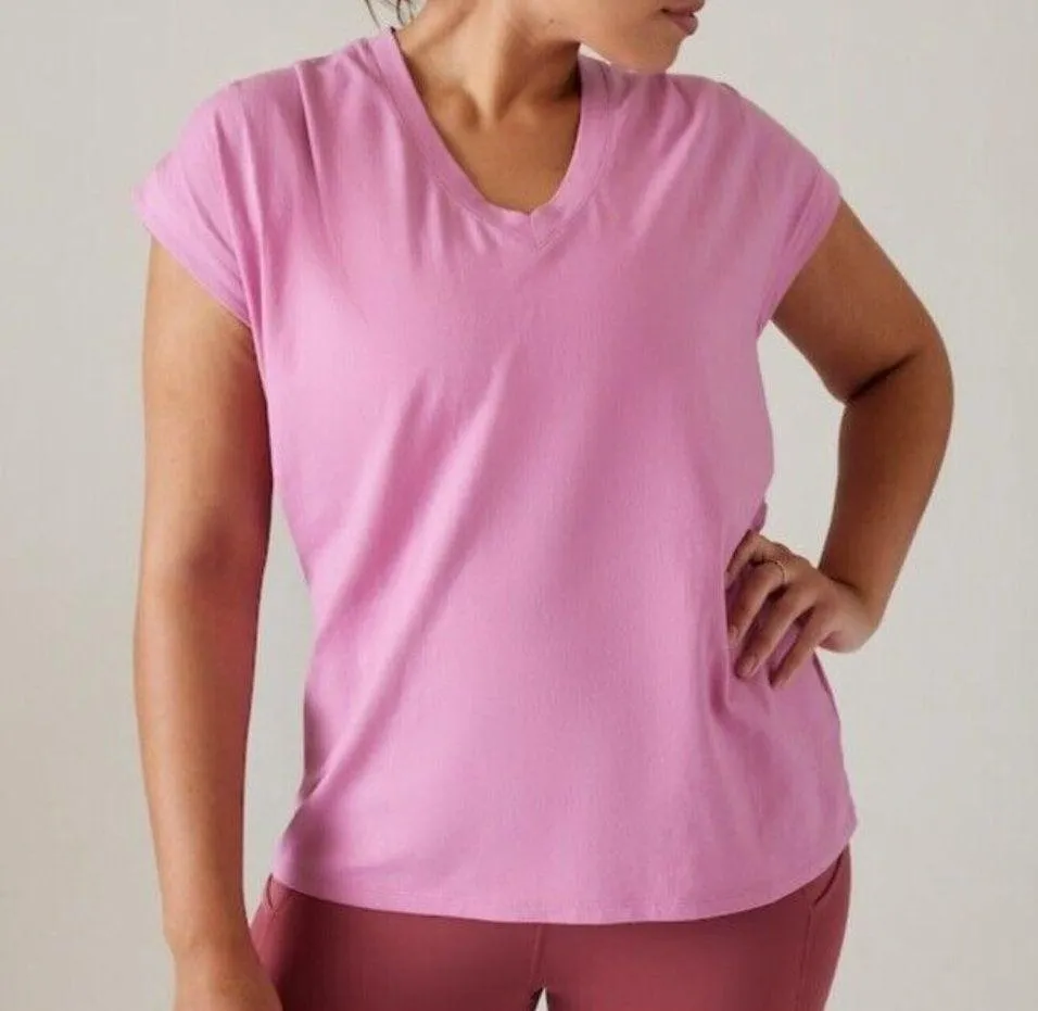 Athleta M Outbound Twist Tee Shirt Top Supima Cotton Size Medium Maritima Pink - Image 4