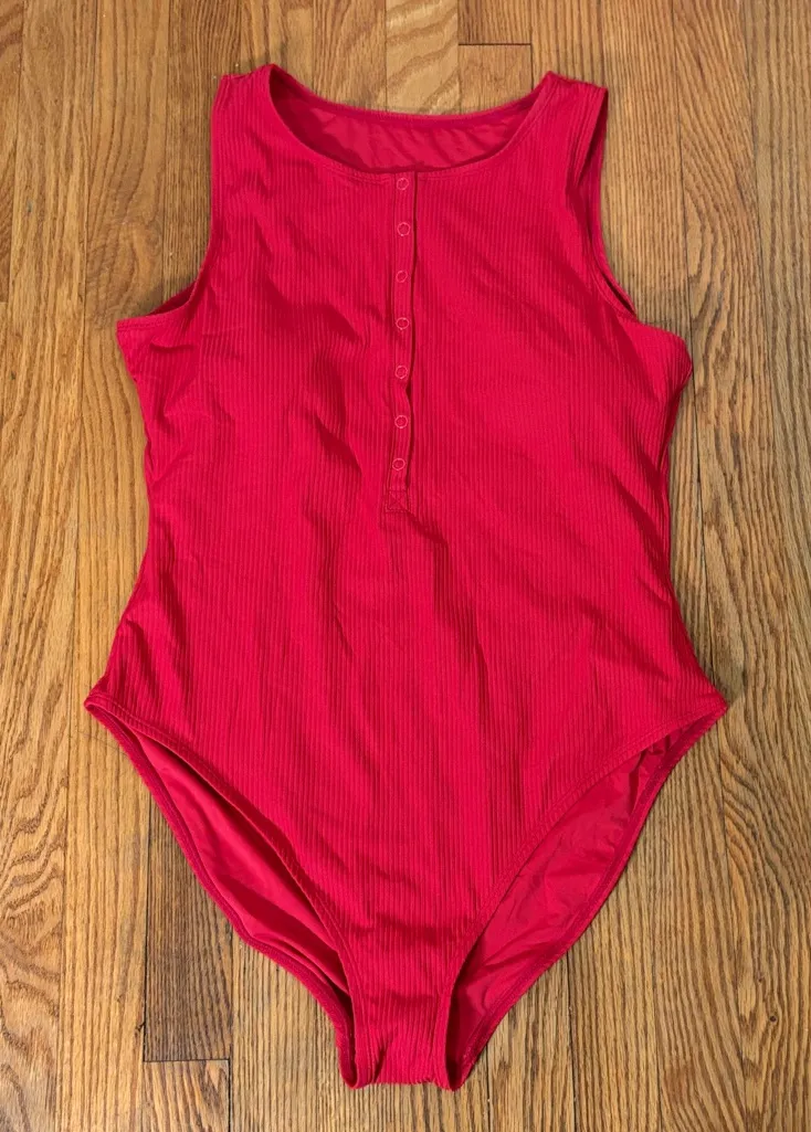 Andie Malibu One Piece LT Swimsuit Ribbed Fabric Cherry Red XL long torso NWT - Image 1