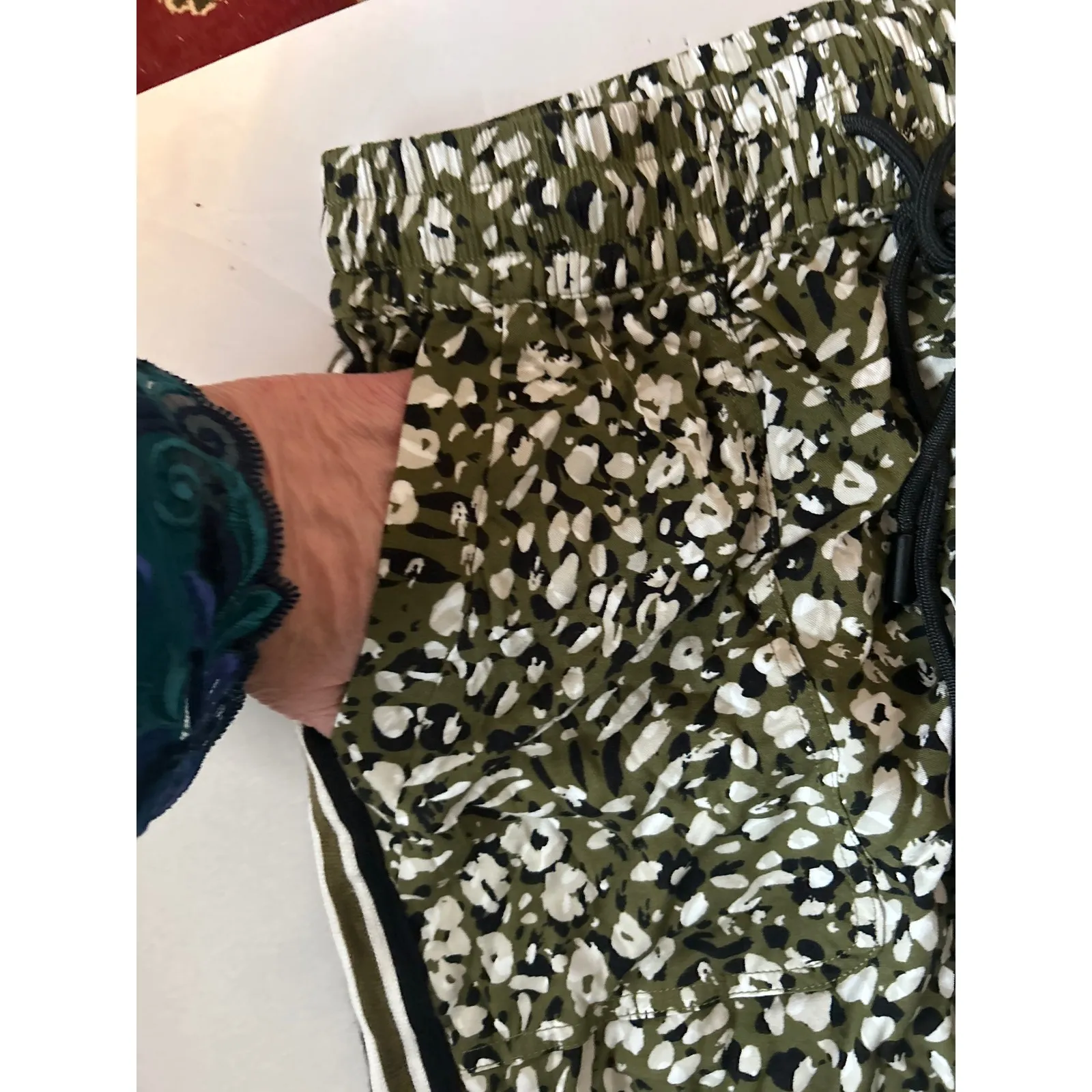 Liverpool Los Angeles Olive Green Leopard Print Track Pants Women's Size M Size M - Image 2