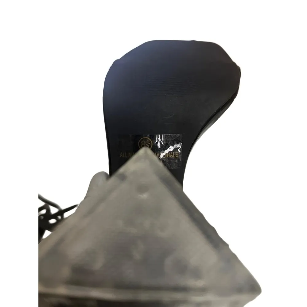 Olivia Ferguson Laced Cross Ankle Strap Square Toe Clear High Heel Sandals 8.5 Black - Image 5