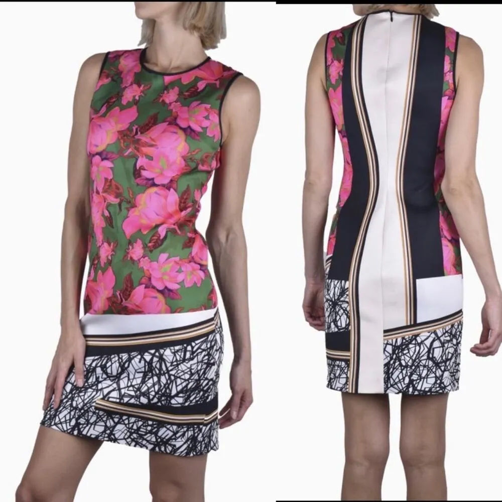 Clover Canyon scoop neck scuba bodycon vibrant‎ floral dress size small vacation - Image 2