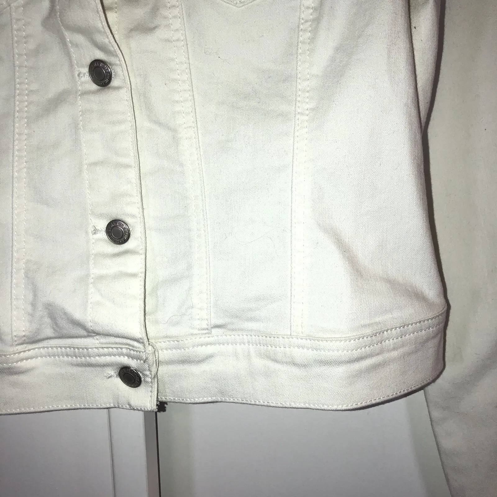 Basic Denim Wax Jeans Womens White Jean Jacket - Image 4