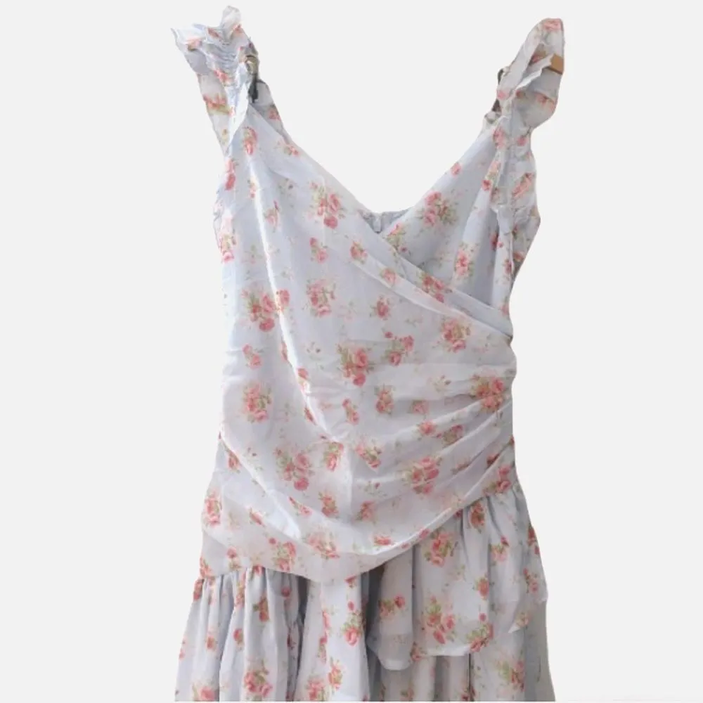 NWT Abercrombie & Fitch Ruffle Asymmetric Floral Maxi Dress S Fairycore Romantic - Image 5