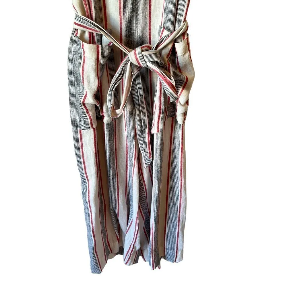 Gap Cream Red Grey Linen Capri Jumpsuit - Image 7