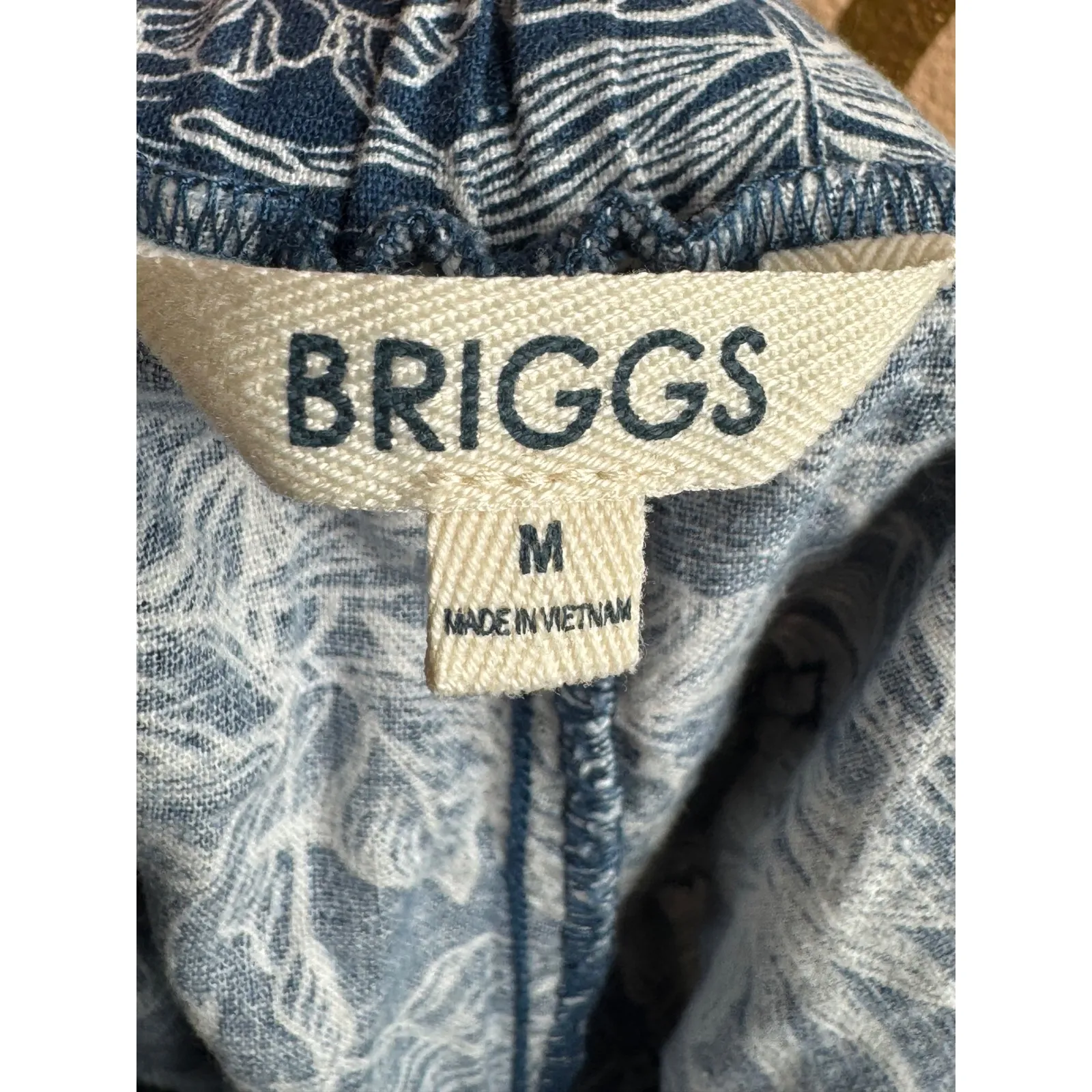 BRIGGS Women's Blue White Leaf Print Linen Rayon Shorts Size Medium Paperbag - Image 4