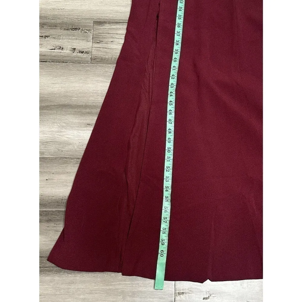 NWT Dress The Population Iris Crepe Gown Women's Side Slit Burgundy Size L - Image 10
