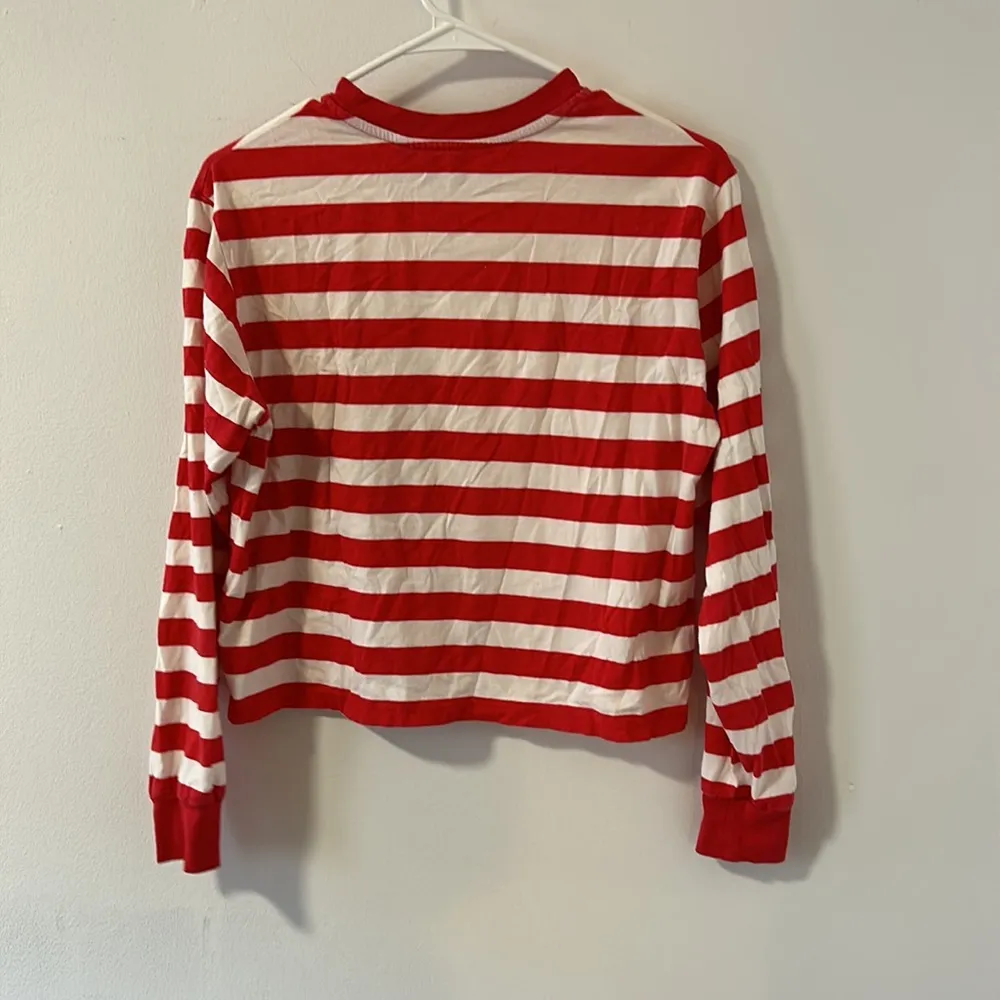 TOPSHOP 'Williamsburg' Embroidered T-Shirt by Tee & Cake Red and White Stripe - Image 4