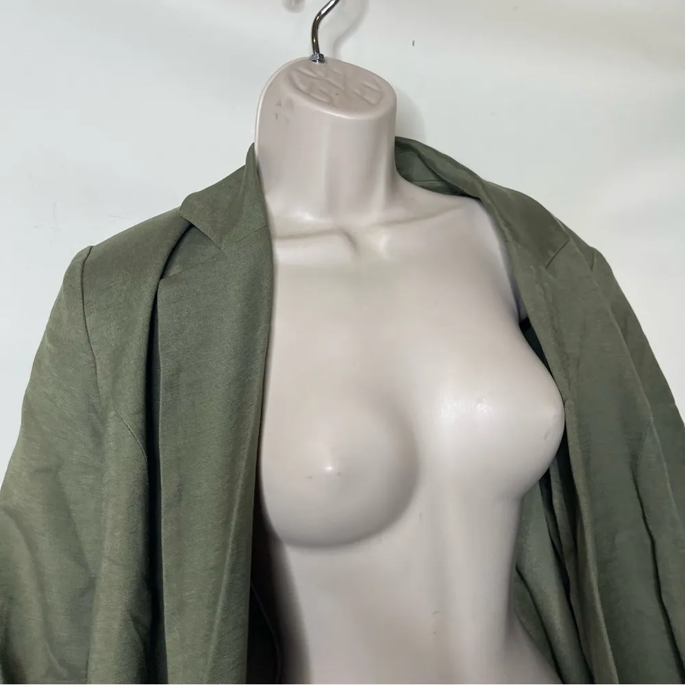 Lioness La Quinta Khaki Olive Green Linen Blend oversized Blazer sz XS - Image 10