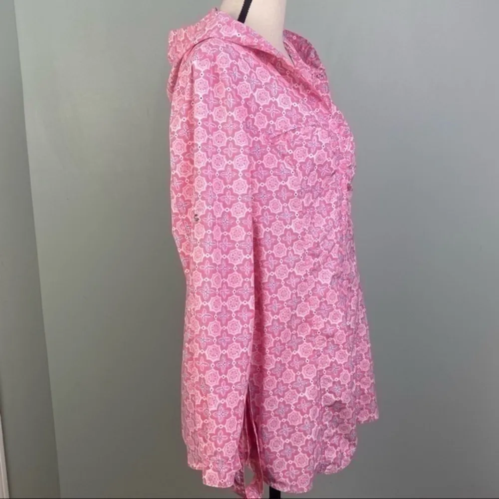 L.L.BEAN pink w/white and black lightweight “Shacket” (shirt/jacket), Large. EUC - Image 5