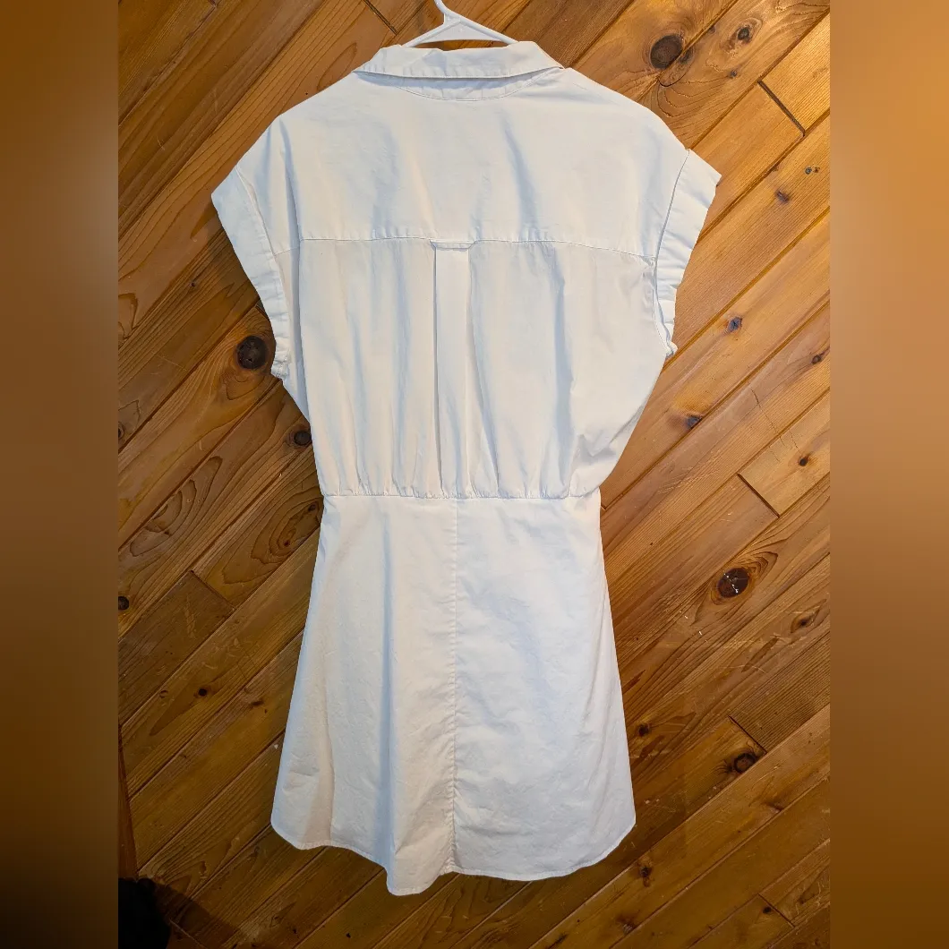 Veronica Beard Aimee mini shirtdress in white stretch cotton-blend poplin - Image 5