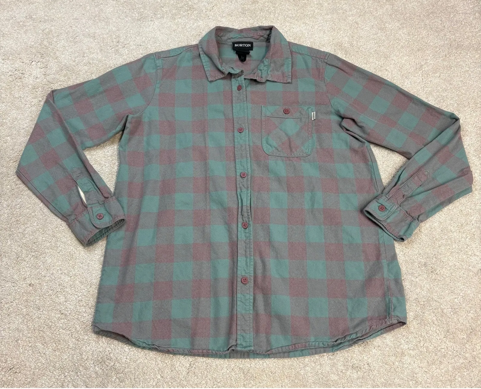 Burton Grace Long Sleeve Flannel Button Down Shirt Trellis Heather Plaid Size M - Image 1
