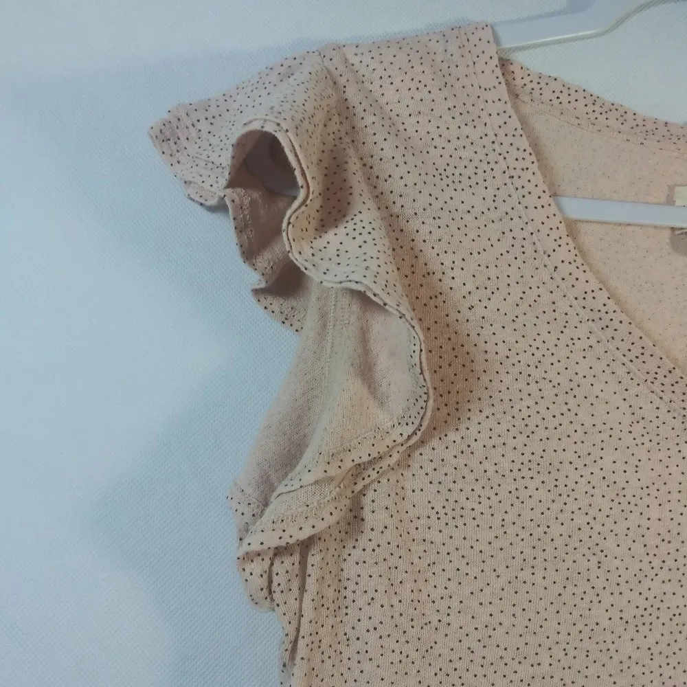 La Vie by Rebecca Taylor Pale Pink Polka Dot Ruffle Cap Sleeve Size M - Image 3