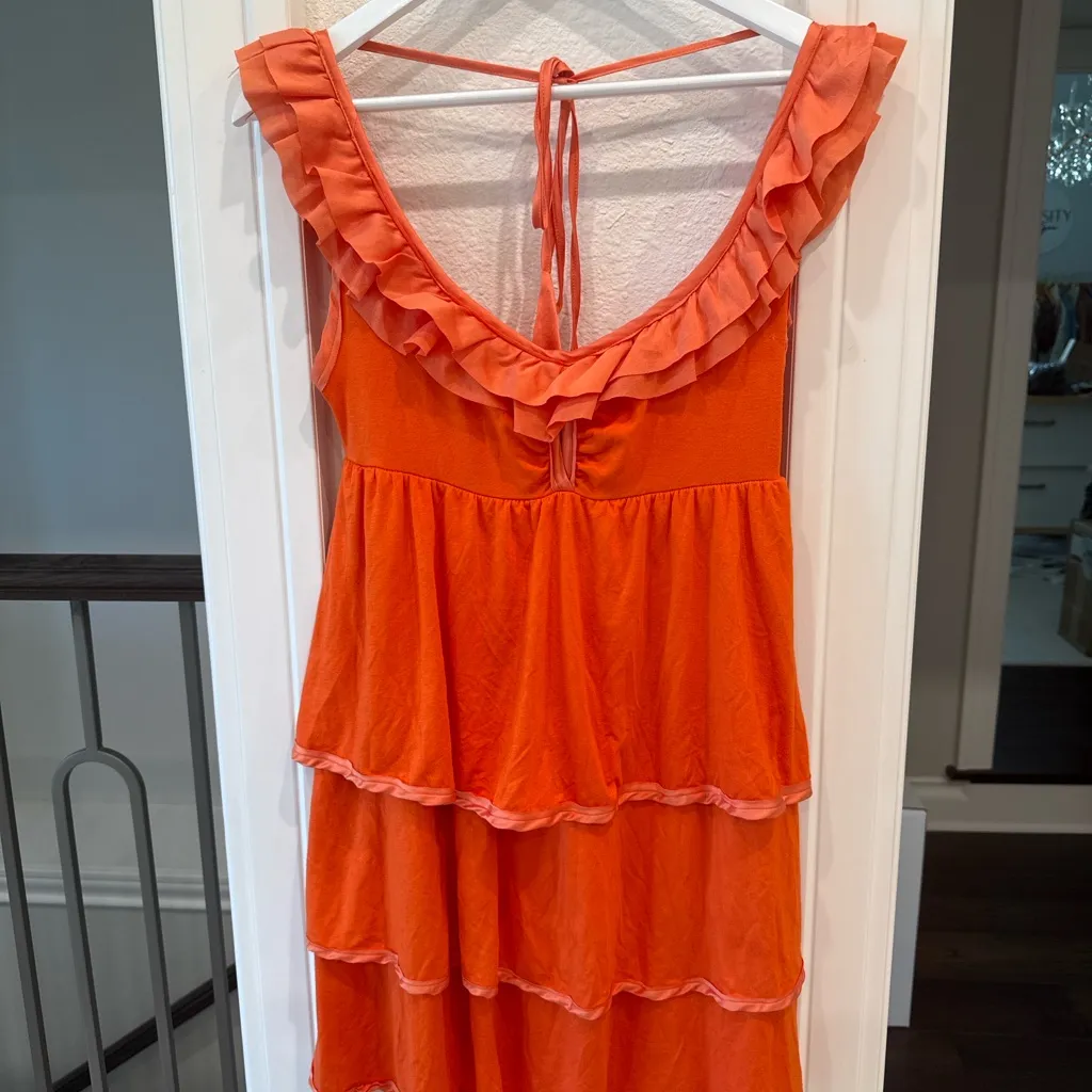 LaROK Orange Ruffle Tiered Mini Dress XS - Image 2