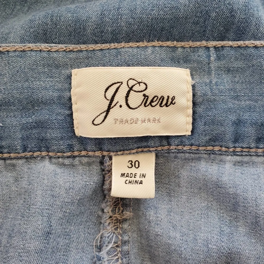 J. Crew Blue Lightweight A Line Pocketed Chambray Midi Jean Skirt 30 - Image 5