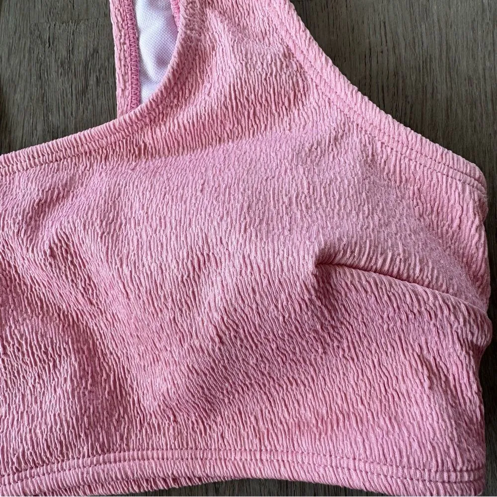 Cupshe Pink Wide Strap Bralette Bikini Top Women’s Small NEW Scoop Neck Textured - Image 2