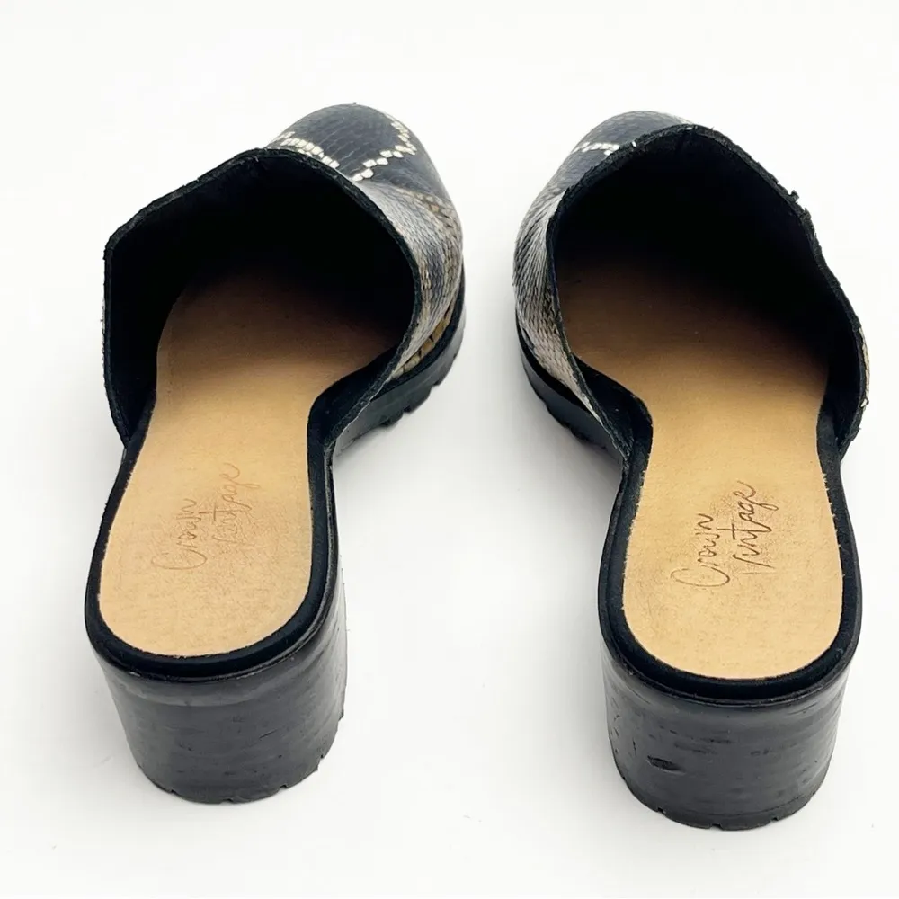 CROWN VINTAGE Faux Leather Snakeskin Embossed Slip On Mules, Size 6 - Image 6