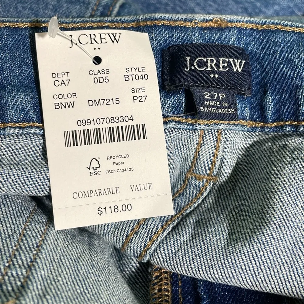 J Crew Factory Crop Denim Utility Patch Pocket Jeans Sz 27/30 Petite NWT Blue - Image 3