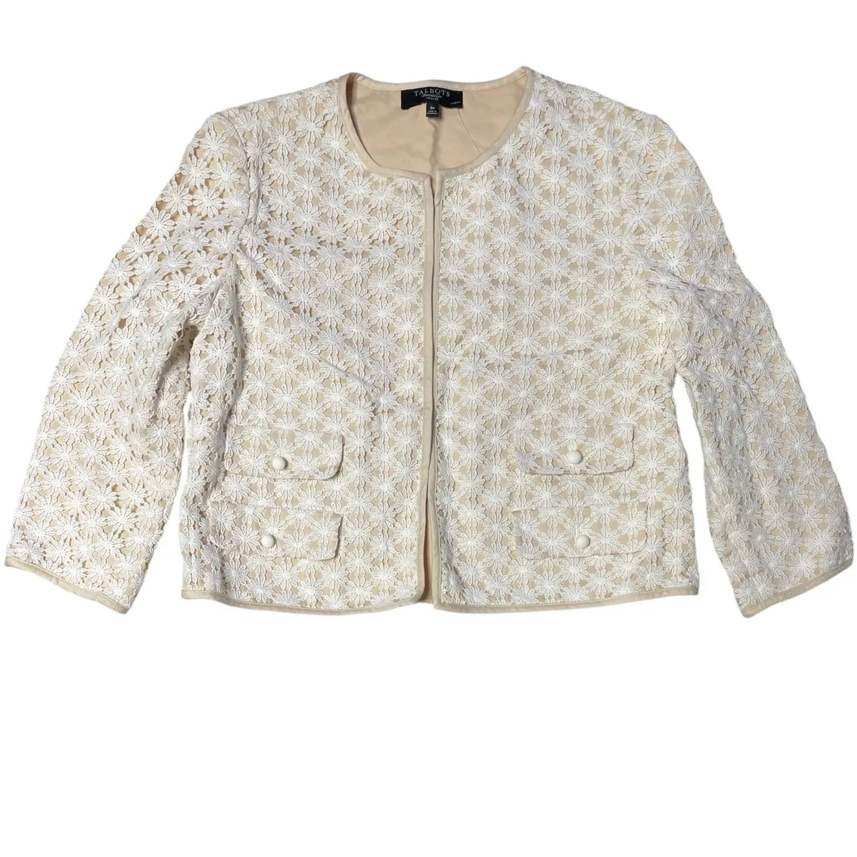 Talbots Daisy Lace Overlay Blazer 8P Skirt 6P Suit Set - Image 3