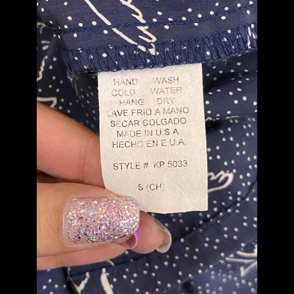 Greylin Navy Blue Bird Print Sleeveless Skort Romper Dress Small - Image 8