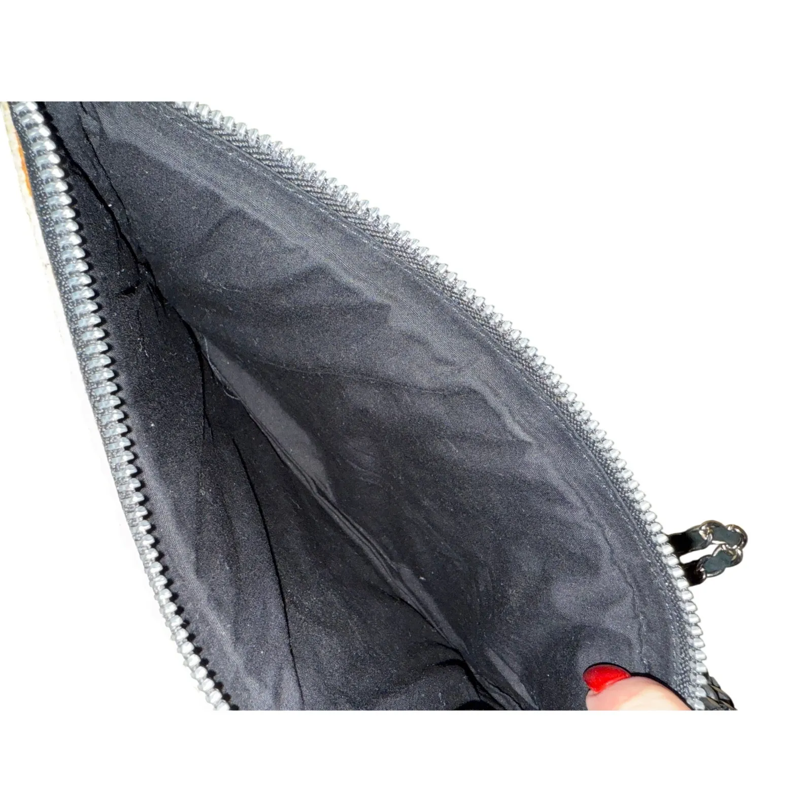 House of MUA MUA Sequin Clutch Wristlet Hand Embroidered Designer Italian Bag White - Image 15